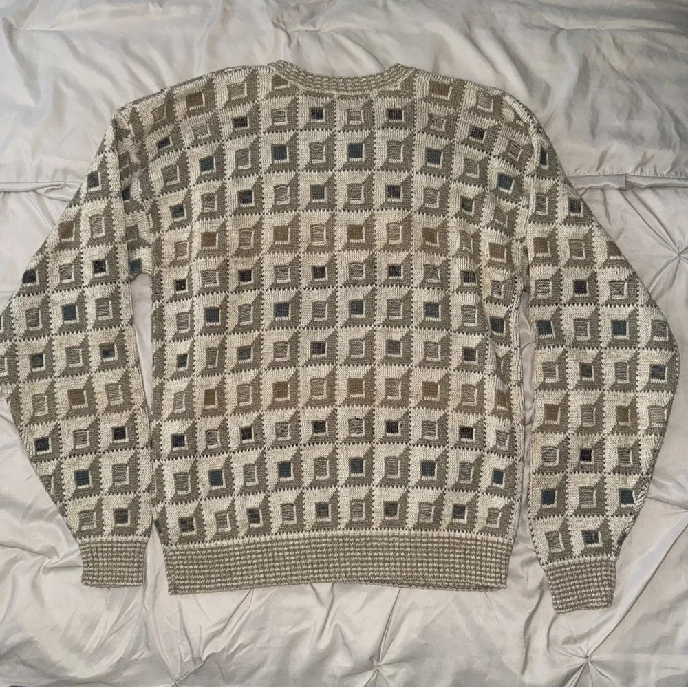 Vintage TSR USA Mens Knit Sweater Sz L Pullover Crew‎ Neck Geometric 80s 90s